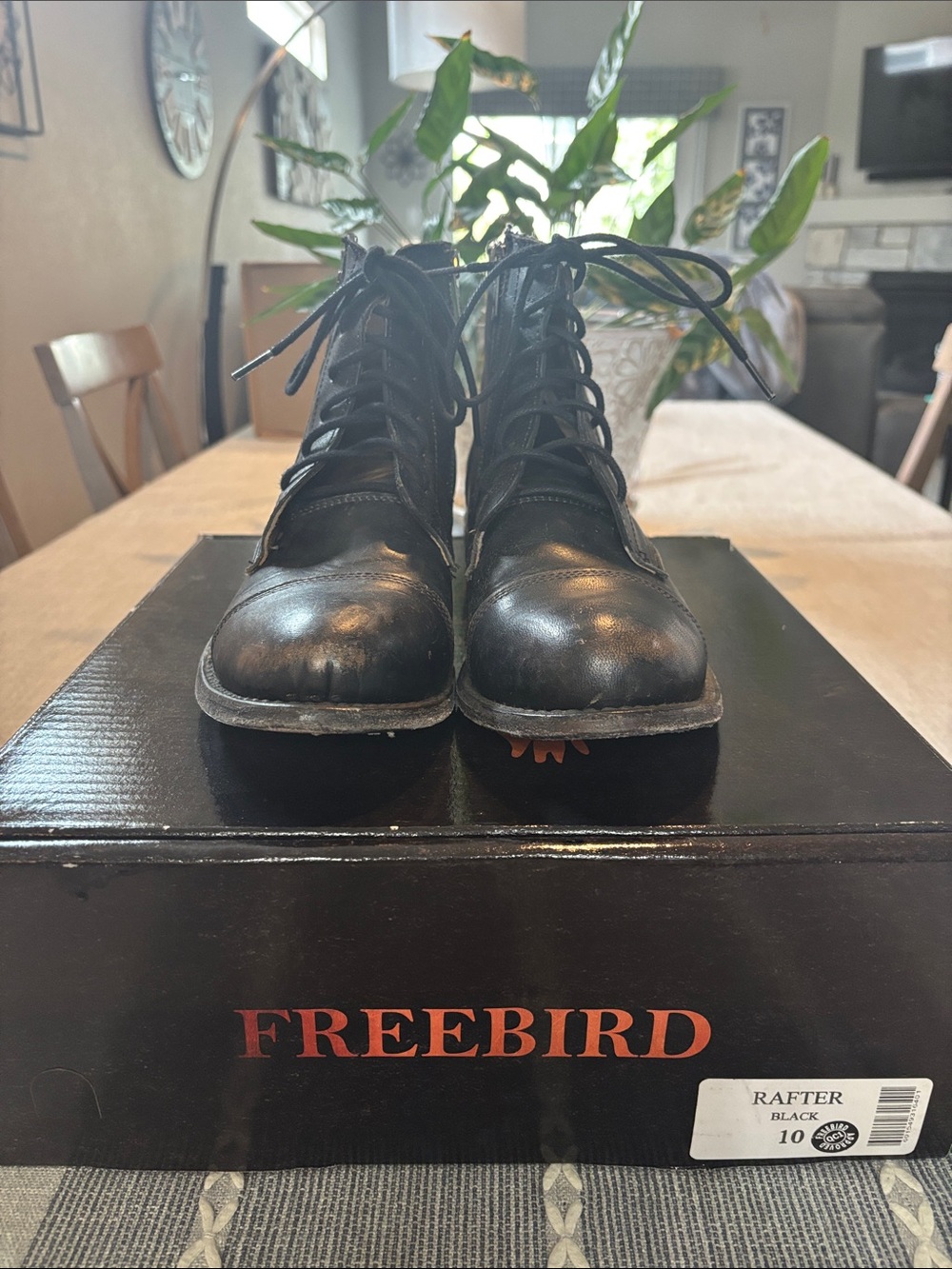 freebird Rafter Black Leather Lace-Up Woman’s Booties